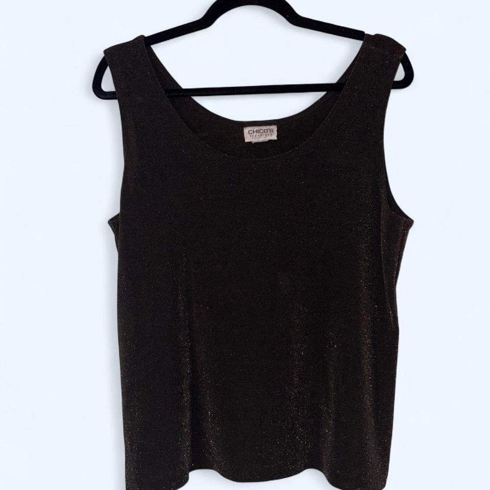 Chico's Black glittery tank top with a boho vibe #festivalvibes #glam Size 3 XL
